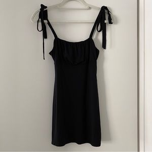 ASOS DESIGN BLACK BODYCON MINI DRESS BOW ADJUSTABLE TIE STRAPS